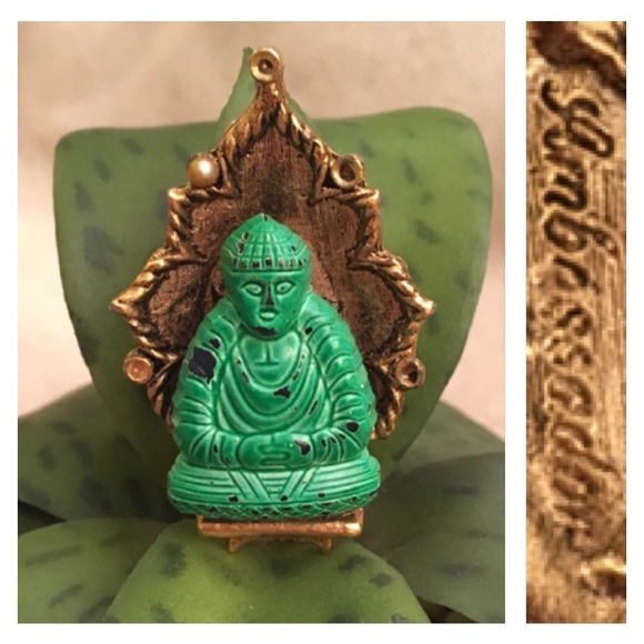 Vintage Jewelry - Vintage Ambassador Green Enamel Buddha Pin